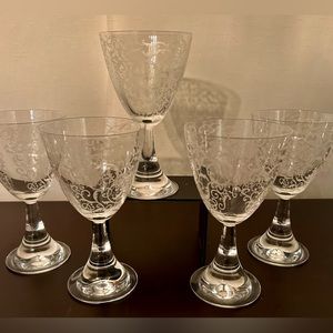 5 JG Durand Cristal d’Arques Taffetas water goblets.